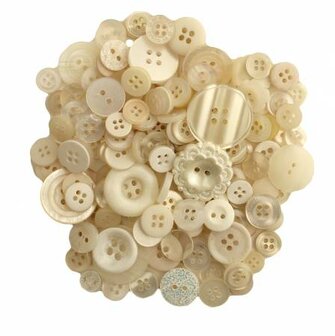 Antique White Buttons in Mason Jar