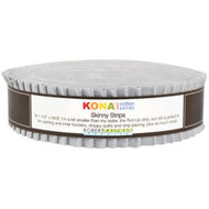 Kaufman Skinny Strips Kona Cotton Solids Ash 40pcs