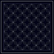 Sashiko sampler Traditional Design Hana-bishi Navy