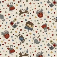 Natural Kittens & Buttons Flannel F8316M-EW